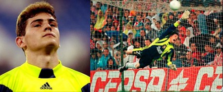 las primeras imagenes del enorme Iker Casillas debutando en el estadio del Bilbao (San Mames). 